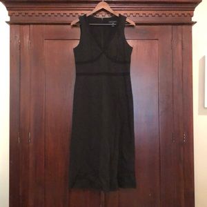 Classic mid-calf black linen Banana Republic dress